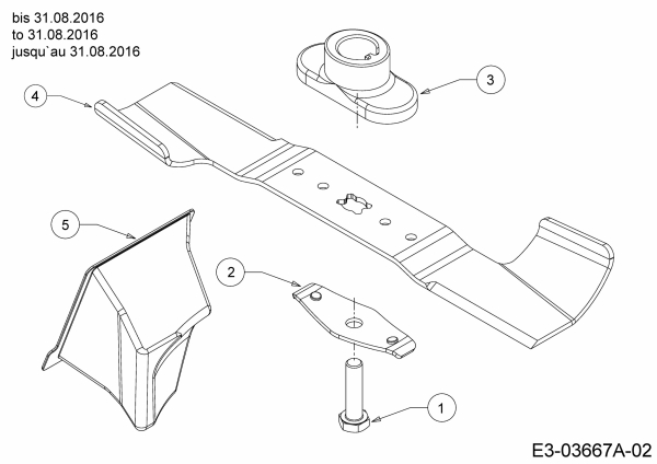 Ersatzteile Mr.Gardener Motormäher HW 42 B Typ: 11A-LL5B629  (2016) Messer, Messeraufnahme bis 31.08.2016