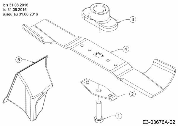 Ersatzteile Mr.Gardener Motormäher HW 46 B Typ: 11A-TN5C629  (2016) Messer, Messeraufnahme, Mulchstopfen bis 31.08.2016