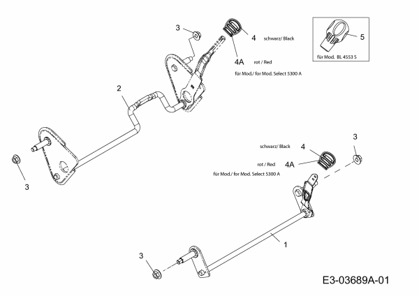 Ersatzteile MTD Benzin Rasenmäher mit Antrieb Smart 53 SPSHHW Typ: 12A-PDCQ600  (2015) Höhenverstellung 