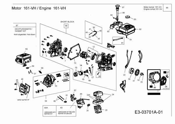 Ersatzteile MTD-Motoren Horizontal 161-VH Typ: 752Z161-VH  (2007) Motor