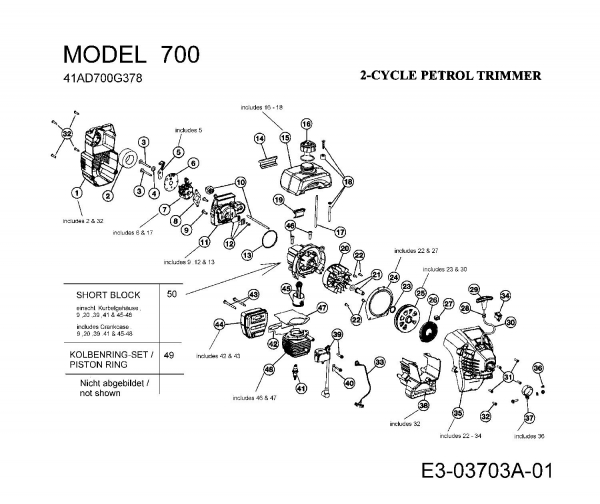 Ersatzteile MTD Motorsense 700 Typ: 41AD700G378  (2008) Motor 