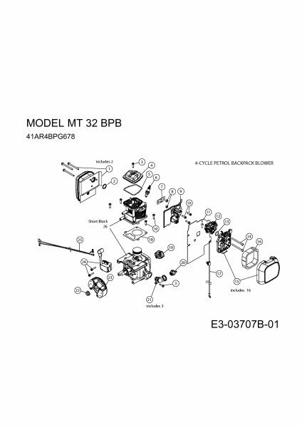 Ersatzteile MTD Laubbläser Laubsauger MT 32 BPB Typ: 41AR4BPG678  (2009) Motor 