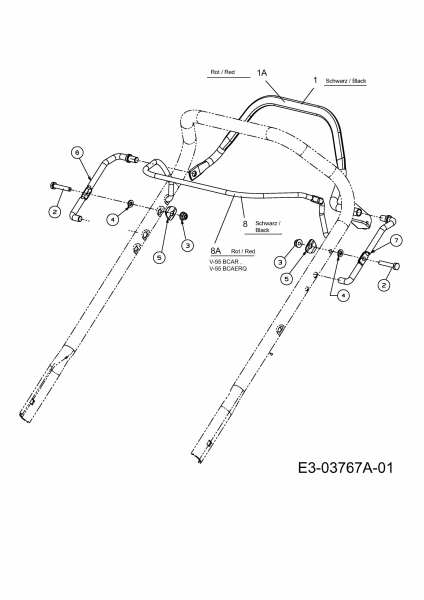 Ersatzteile MTD Benzin Rasenmäher mit Antrieb SPK 48 HW Typ: 12A-127D678  (2008) Bremsbügel, Schaltbügel 