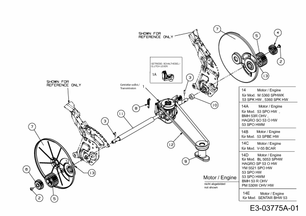 Ersatzteile Hagro Motormäher mit Antrieb SP 53 OHW Typ: 12A-85MF607  (2008) Getriebe, Motor bis 21.01.2009
