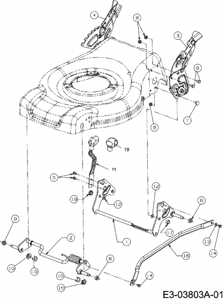 Ersatzteile MTD Benzin Rasenmäher mit Antrieb 46 SPOHW Typ: 12C-J6JD600  (2009) Höhenverstellung 