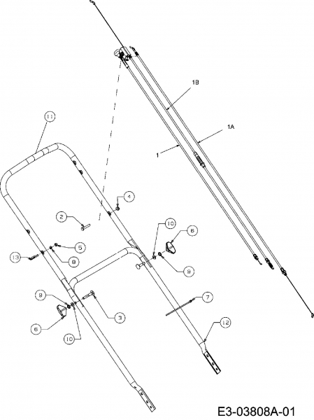 Ersatzteile MTD Benzin Rasenmäher mit Antrieb 46 SPOHW Typ: 12C-J6MD600  (2008) Holm 