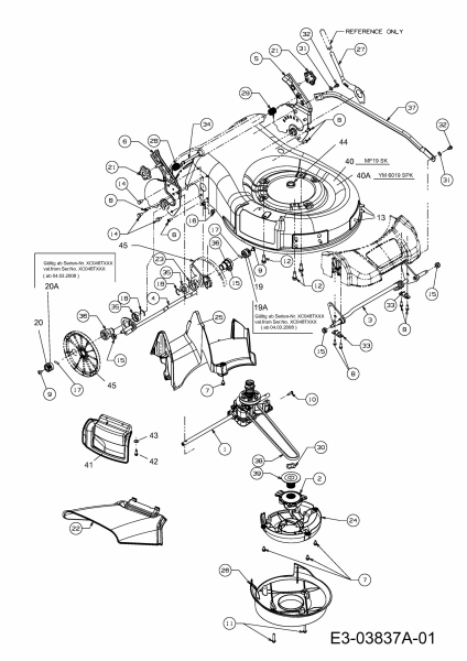 Ersatzteile Massey Ferguson Motormäher mit Antrieb MF 19 SK Typ: 12AI187D695  (2008) Getriebe, Schnitthöhenverstellung, Variator