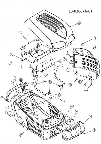 Ersatzteile Raiffeisen Rasentraktoren RMH 7145-92 AM Typ: 13AM787E628  (2008) Motorhaube 7-Style