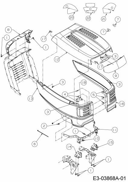 Ersatzteile Variolux Rasentraktoren V-RTH 155/92 T Typ: 13AM77TE620  (2008) Motorhaube T-Style