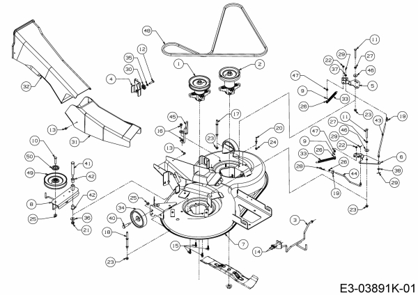 Ersatzteile Helington Rasentraktoren H 92 HB Typ: 13HM71KE686  (2017) Mähwerk E (36/92cm)