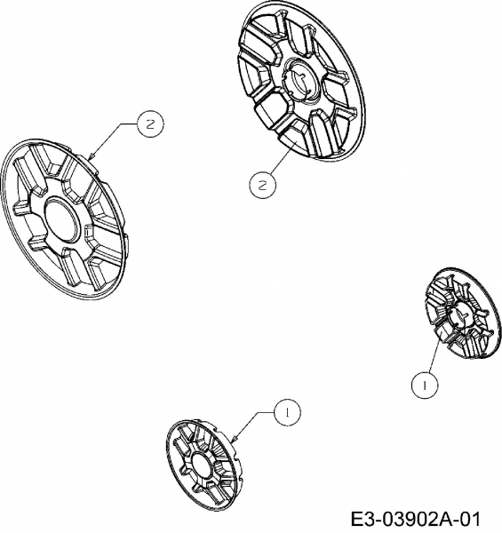 Ersatzteile MTD Benzin Rasenmäher ohne Antrieb 46 PBHW Typ: 11C-J64J676  (2009) Radkappen 