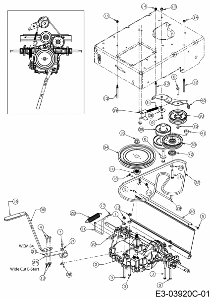 Cub Cadet Ersatzteile Motormäher mit Antrieb Wide Cut E 12AE764U603  (2015) Getriebe, Motorkeilriemenscheibe