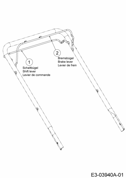 Ersatzteile Mastercut Motormäher mit Antrieb SP 530 BL Typ: 12D-848R659  (2013) Bremsbügel, Schaltbügel