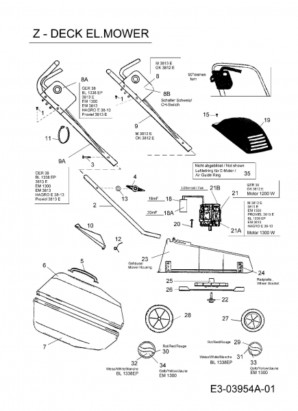 Ersatzteile Ok Elektromäher OK 3812 E Typ: 18C-Z0J-667  (2008) Grundgerät