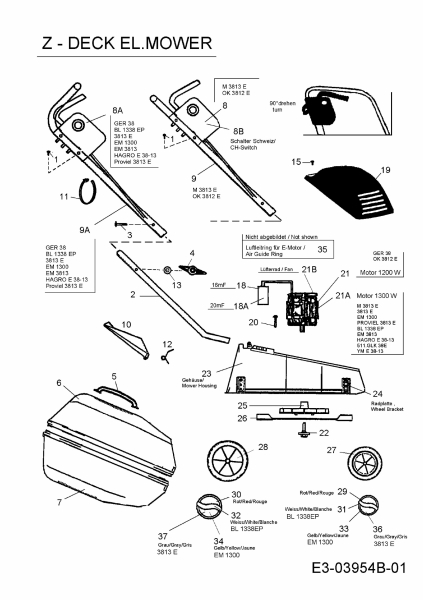 Ersatzteile Ok Elektromäher OK 3812 E Typ: 18C-Z0J-667  (2009) Grundgerät