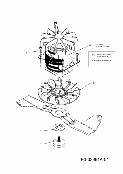 Ersatzteile MTD Elektro Rasenmäher ohne Antrieb E 40 W Typ: 18D-N4S-678  (2008) Elektromotor, Messer 