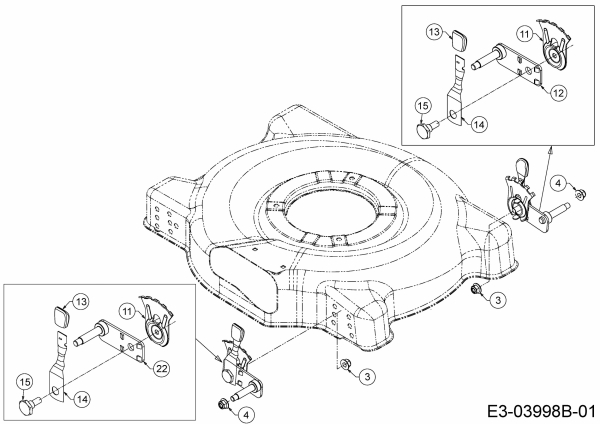 Ersatzteile MTD Benzin Rasenmäher ohne Antrieb Optima G 46 MB Typ: 11E-705B600 (2019) Höhenverstellung vorne 