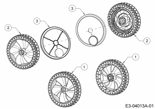 Ersatzteile MTD Benzin Rasenmäher mit Antrieb Smart 53 MSPB Typ: 12A-A05D600  (2020) Räder 