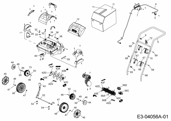 Ersatzteile WOLF-Garten Elektro Vertikutierer VA 303 E Typ: 16BFDFLA650 (2021) Grundgerät 