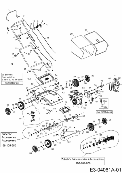 Ersatzteile MTD Benzin Vertikutierer Optima 38 VO Typ: 16AHHL1B600  (2016) Grundgerät 