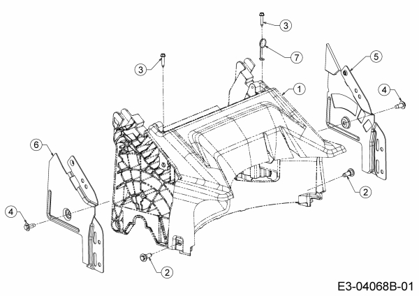 Ersatzteile WOLF-Garten Benzin Rasenmäher mit Antrieb Expert 53 BA V HW Typ: 12ABPV5L650  (2016) Abdeckung hinten, Holmbraketten 