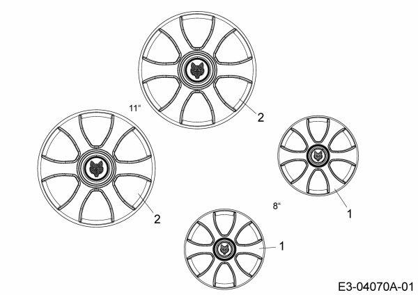 Ersatzteile WOLF-Garten Benzin Rasenmäher mit Antrieb Blue Power 53 AHW Typ: 12AVPV9L650  (2014) Radkappen 