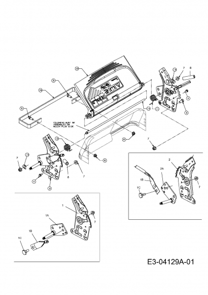 Ersatzteile MTD Benzin Rasenmäher ohne Antrieb P 53 MHW Typ: 11A-548P615  (2008) Heckklappe, Schnitthöhenverstellung hinten 