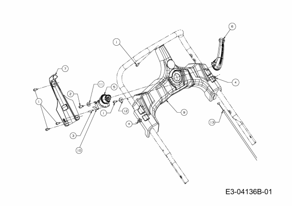 Ersatzteile MTD Benzin Rasenmäher mit Antrieb SPBE 53 HW Typ: 12AJ869M600  (2011) Bedienkonsole 