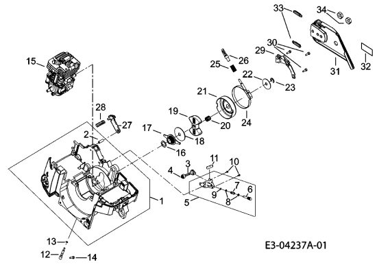 Cub Cadet Ersatzteile Motorkettensägen CC 3045 41AY646G603 (2009) Ölpumpe, Kettenbremse, Kupplung