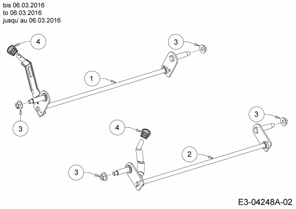 Ersatzteile MTD Benzin Rasenmäher ohne Antrieb Yard Machines 21 Typ: 11A-A14T360  (2016) Achsen, Höhenverstellung bis 06.03.2016 