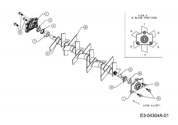 Ersatzteile Raiffeisen-Markt Elektrovertikutierer VE 40 Typ: 16CE5AEA628  (2012) Messerwalze