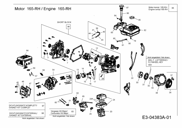 Ersatzteile MTD-Motoren Horizontal 165-RH Typ: 752Z165-RH  (2008) Motor