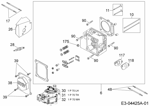 Ersatzteile MTD-Motoren Vertikal 1P70WH Typ: 752Z1P70WH  (2007) Zylinderkopf