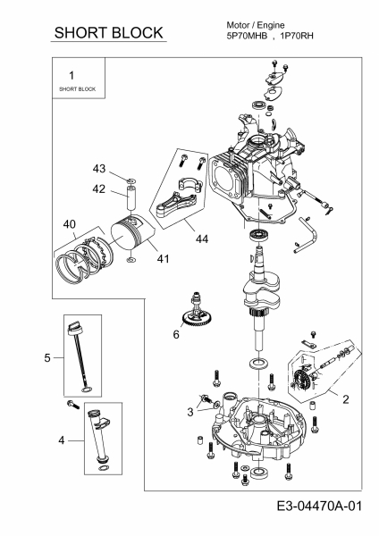 Ersatzteile MTD-Motoren Vertikal 5P70MHB Typ: 752Z5P70MHB  (2010) Rumpfmotor