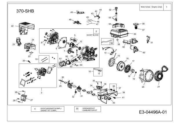 Ersatzteile MTD-Motoren Horizontal 370-SHB Typ: 752Z370-SHB  (2010) Motor
