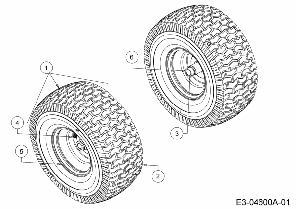 Ersatzteile Tigara Rasentraktoren TG 19/107 H Typ: 13HJ79KG649  (2017) Räder vorne 15x6