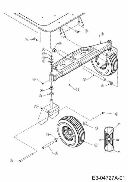 Ersatzteile Troy-Bilt Zero Turn Mustang XP 50 Typ: 17BF2ACP066  (2011) Räder, Vorderachse