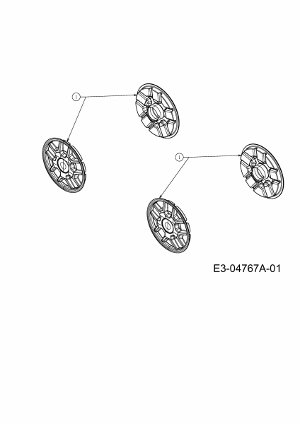 Ersatzteile MTD Benzin Rasenmäher ohne Antrieb 46 POHQ Typ: 11A-J1JD616  (2012) Radkappen 