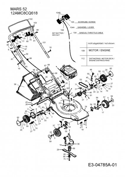 Ersatzteile Rasor Motormäher mit Antrieb MARS 52 Typ: 12AMC8CQ618  (2009) Grundgerät