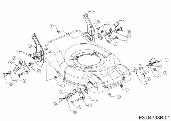 Ersatzteile MTD Benzin Rasenmäher ohne Antrieb 46 B Typ: 11A-J15B600  (2019) Achsen, Höhenverstellung 