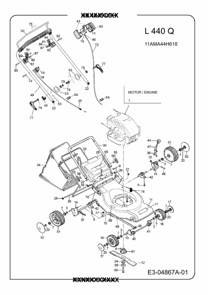 Ersatzteile Juwel Motormäher L 440 Q Typ: 11AMA44H618 (2009) Grundgerät