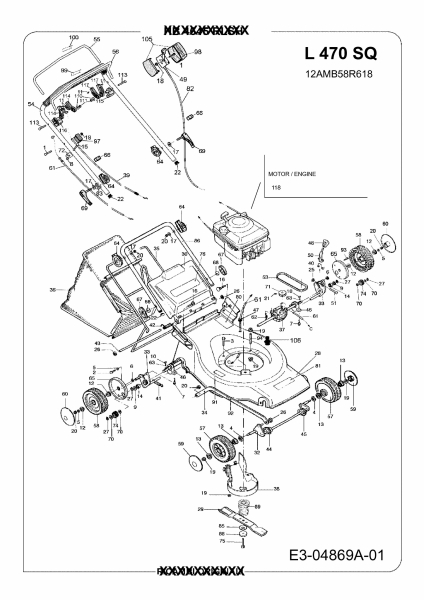 Ersatzteile Juwel Motormäher mit Antrieb L 470 SQ Typ: 12AMB58R618  (2009) Grundgerät