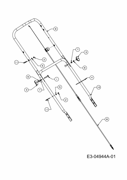 Ersatzteile MTD Benzin Rasenmäher mit Antrieb 46 SPBHW Typ: 12C-J60G600  (2010) Holm, Schaltzug 