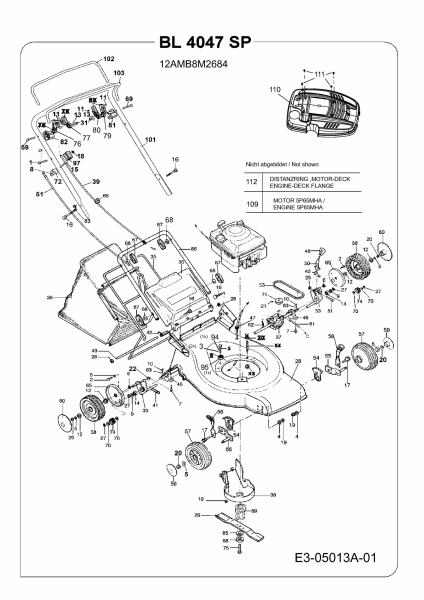 Ersatzteile Bolens Motormäher mit Antrieb BL 4047 SP Typ: 12AMB8M2684  (2009) Grundgerät