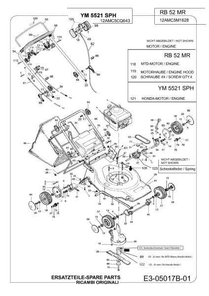 Ersatzteile Raiffeisen Motormäher mit Antrieb RB 52 MR Typ: 12AMC5M1628  (2009) Grundgerät