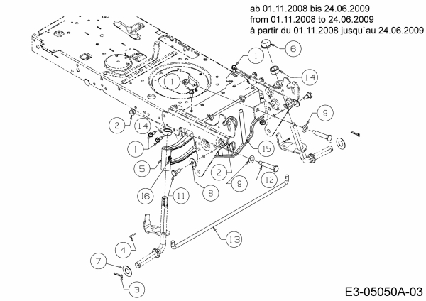 Ersatzteile Massey Ferguson Rasentraktoren MF 38-15 SH Typ: 13BV795F695 (2009) Vorderachse ab 01.11.2008 bis 24.06.2009
