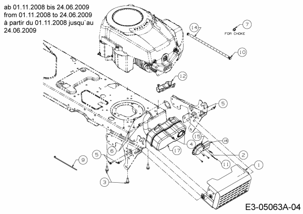 Ersatzteile Massey Ferguson Rasentraktoren MF 38-15 SH Typ: 13BV795F695 (2009) Motorzubehör ab 01.11.2008 bis 24.06.2009