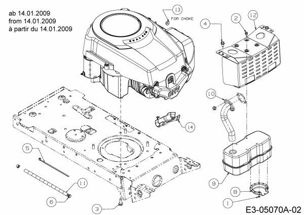 Ersatzteile Massey Ferguson Rasentraktoren MF 42-18 SH Typ: 13BV795G695  (2009) Motor Zubehör ab 14.01.2009