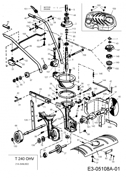 Ersatzteile MTD Motorhacke T 240 OHV 600 Typ: 21A-S4MJ602  (2009) Grundgerät 