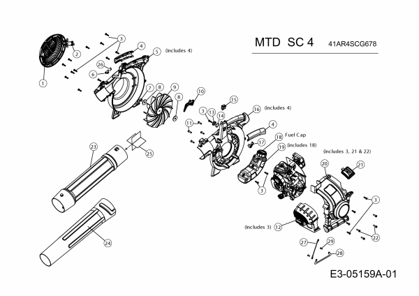 Ersatzteile MTD Laubbläser Laubsauger SC 4 Typ: 41AR4SCG678  (2011) Grundgerät 